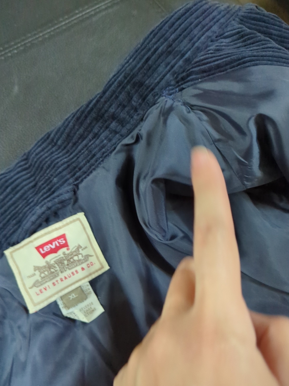 Rare Vtg Levi's Corduroy Navy Zip-up Jacket Oversized XL - Picture 9 of 10